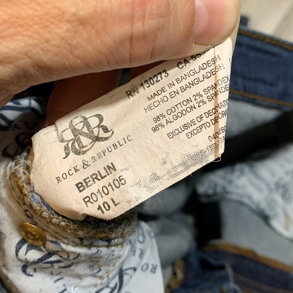 Rock & Republic Berlin Mid Rise Skinny Medium Wash Stud Pocket Jeans size 10L - Picture 12 of 12